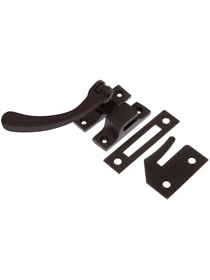 Solid Brass Window Lock Casement Fastener in Oil Rubbed Bronze.